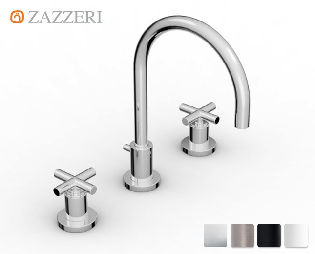 Design Dreiloch Waschtischarmatur Zazzeri DaDa 2 mit Bogenauslauf