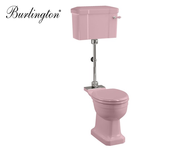 Retro Keramik WC-Becken mit halb hoch hängendem Spülkasten Confetti Pink 